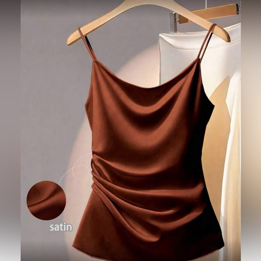 Elegant Brown Satin Camisole